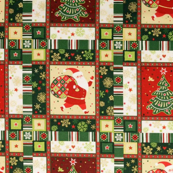 Baumwolldruck Weihnachtsmotive Patchworkoptik